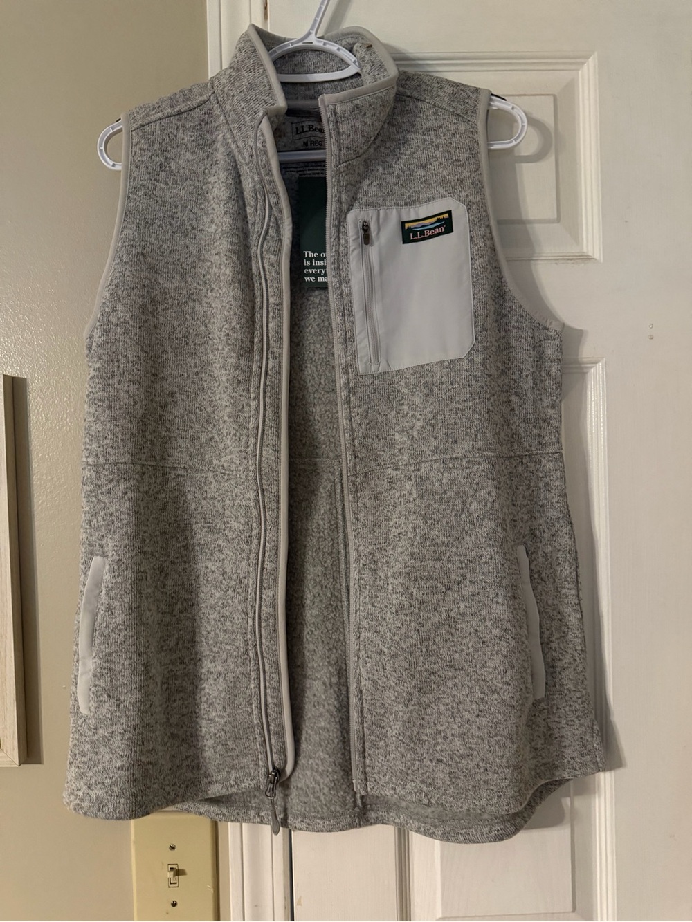 L.L. Bean Kids Light Heather Gray Fleece Vest with Chest Pocket